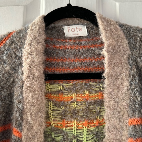 Fate Gray and Yellow Cozy Cardigan Sweater - Picture 2 of 2